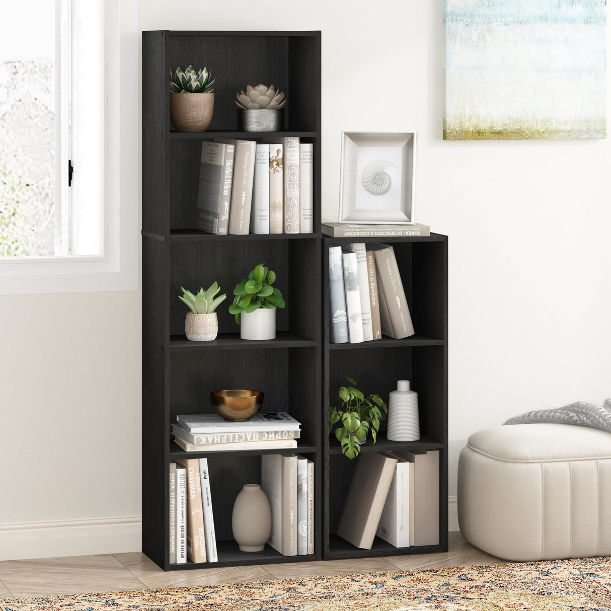 Furinno Luder 5-Tier Blackwood Bookcase and Storage Shelf Furinno