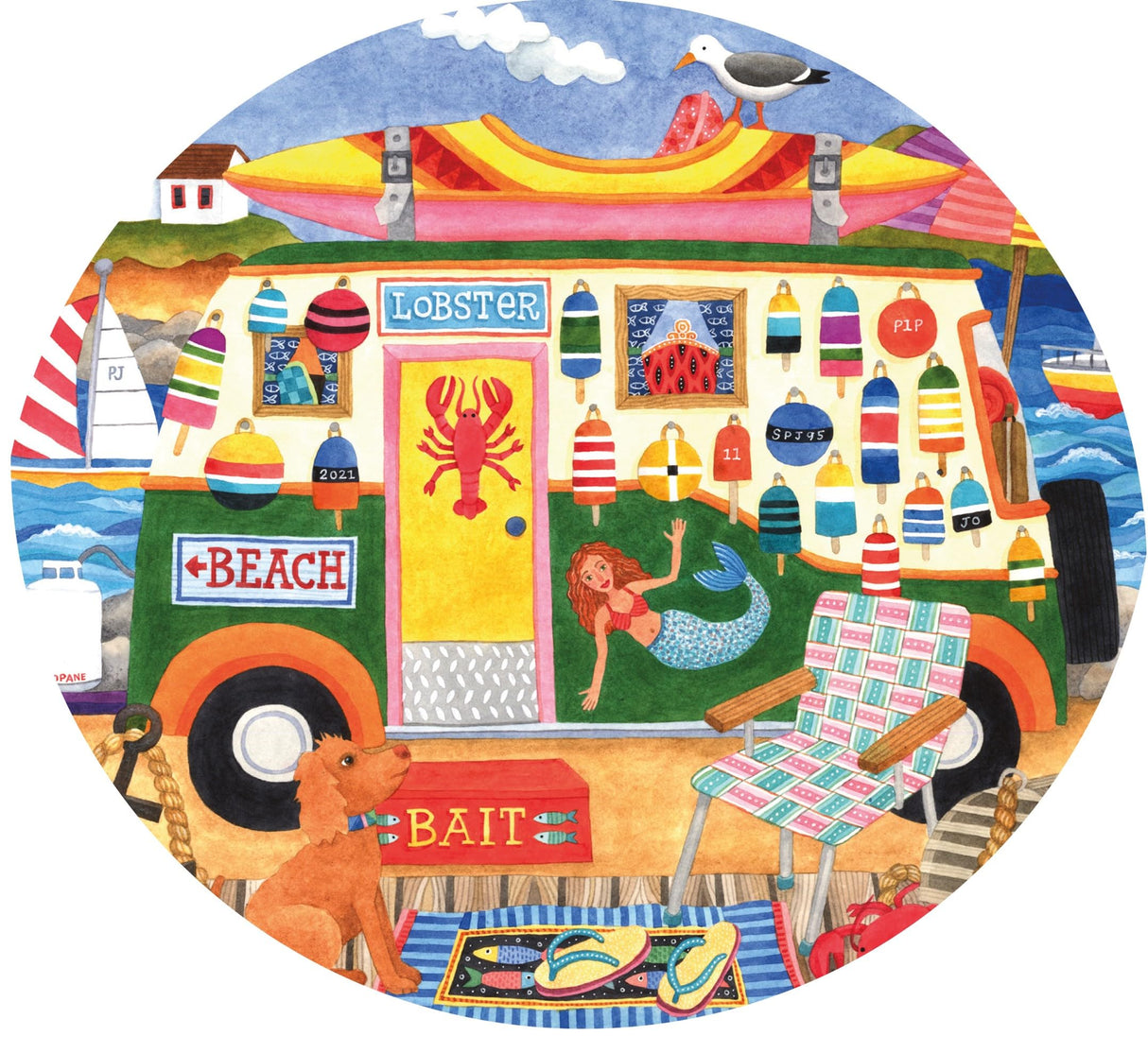 Ceaco - 5 in 1 Multipack - Happy Camper - (2) 300 Piece, (2) 500 Piece, (1) 750 Piece Jigsaw Puzzles Ceaco