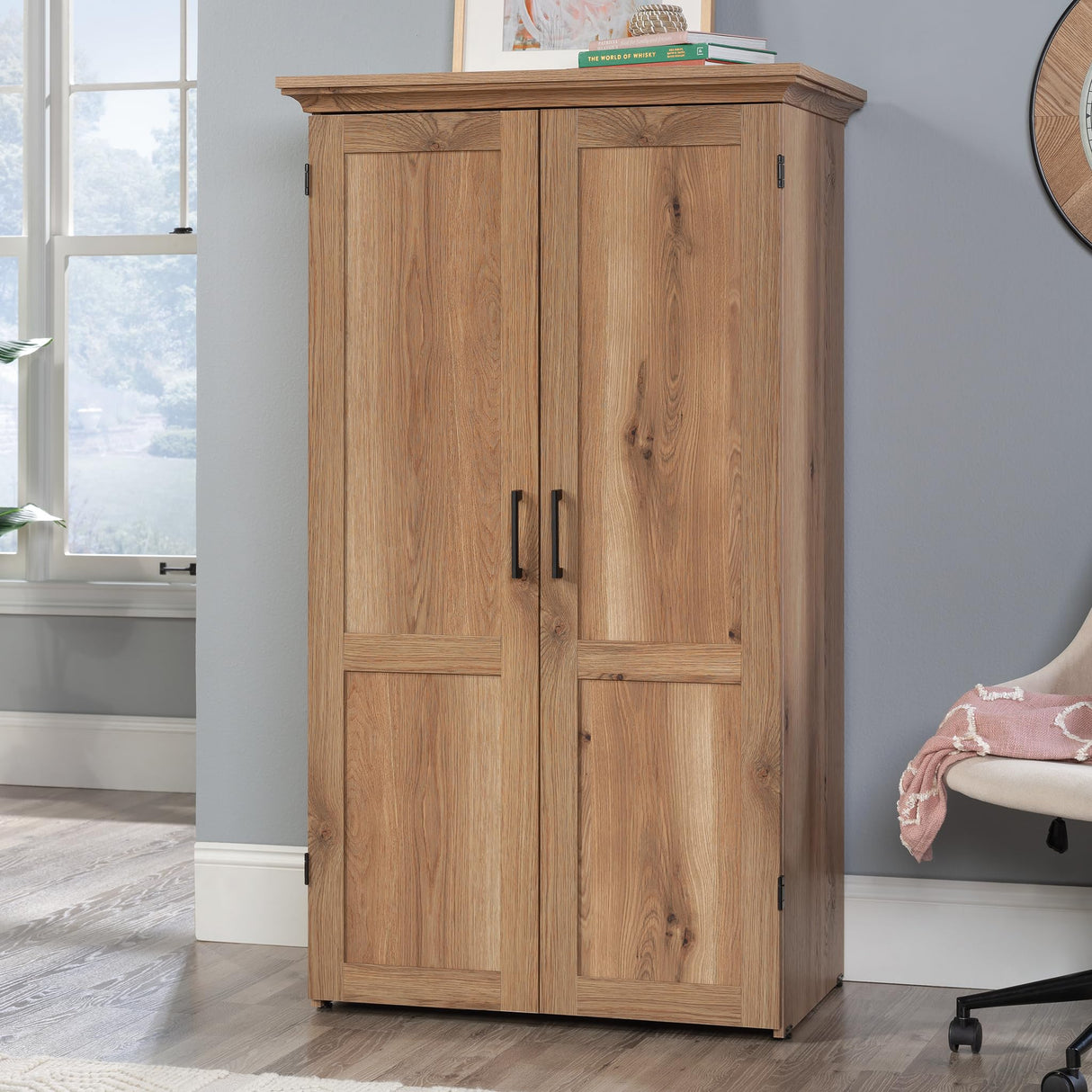 Sauder Miscellaneous Storage Craft & Sewing Armoire, L: 35.12" x W: 21.81" x H: 61.58", Timber Oak Sauder