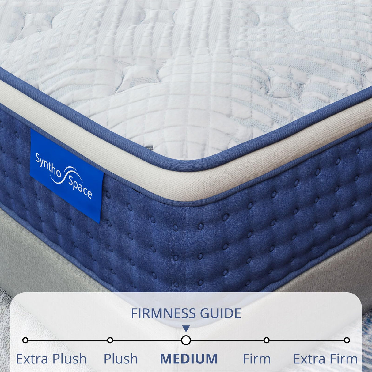 SynthoSpace Queen Mattress 12 Inch Queen Size Hybrid Mattress in a Box, Individual Pocket Springs for Motion Isolation & Pressure Relief, Enhanced Edge Support, Fiberglass Free, Medium, 60" x 80" SynthoSpace