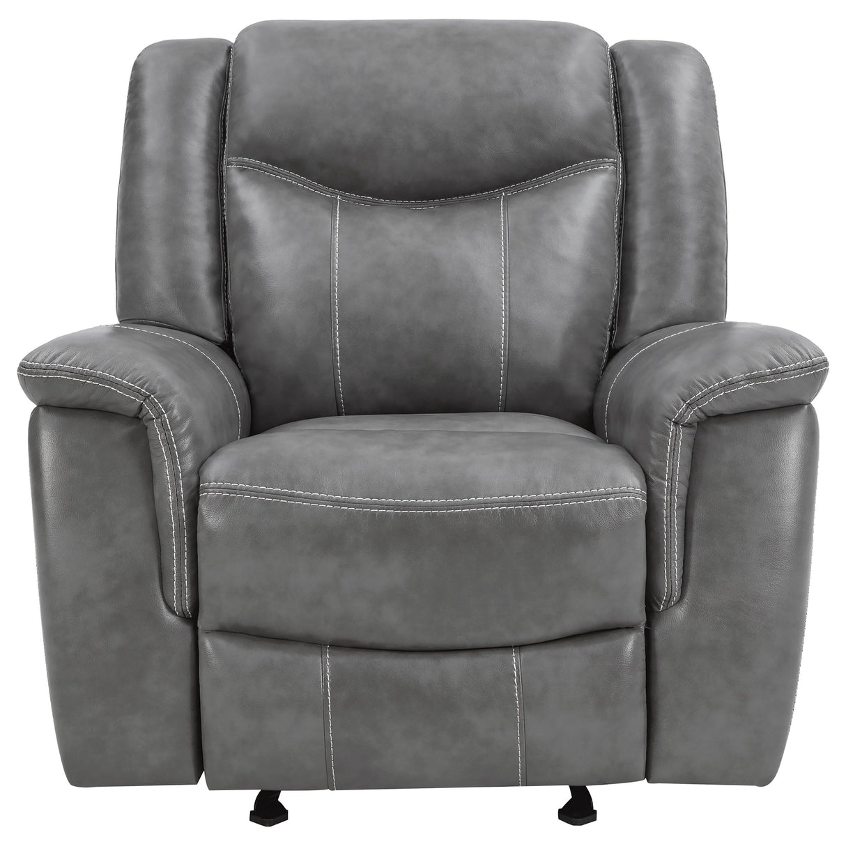 Coaster Home Furnishings - Conrad - Leatherette Upholstered Glider Recliner Chair with Overstuffed Arms, Pocket Coil Seating, and Ergonomic Lever - Living Room - 33-Inch - Gray - 650356 Coaster Fine Furniture