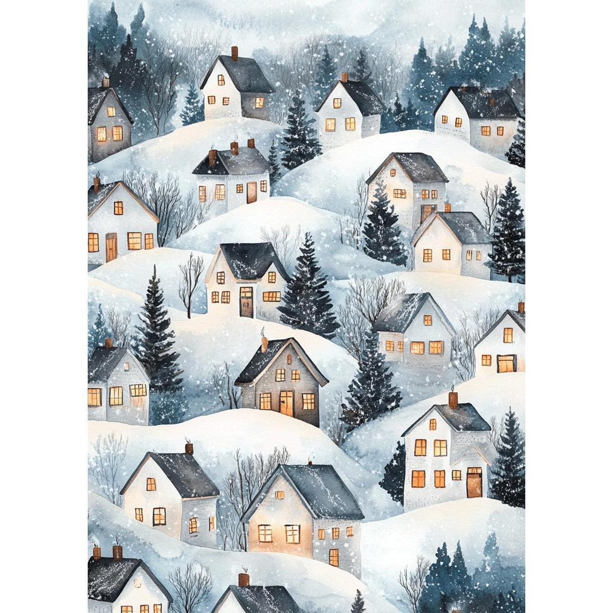 MEIYUDA Winter Snow Scene Diamond Art Kits for Adults, 5D Abstract House Diamond Art Painting for Beginners, DIY Winter House Diamond Painting Full Drill Crystal Craft Kits for Home Wall Decor 12x16in MEIYUDA