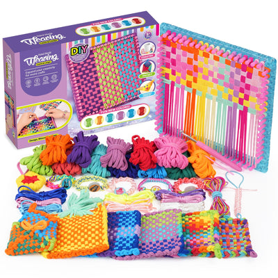 Weaving Loom Kit Toys - Pot Holder Loops Making Kit, DIY Rainbow Loom Bracelet Kit, Fun Arts and Crafts for Kids Adults, Flexible Loom Knitting Kits, Games for Girls Ages 6-8 Gift