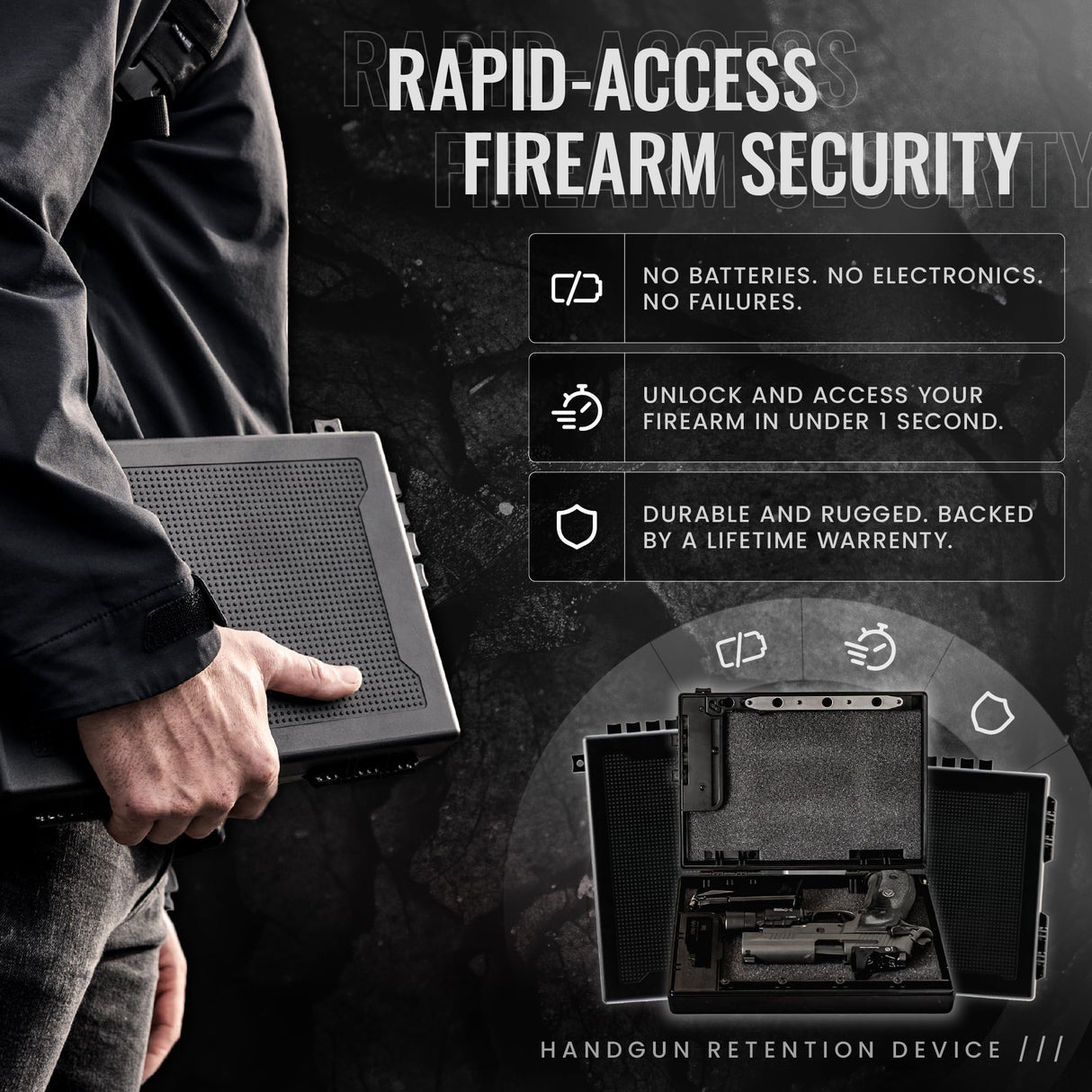 STOPBOX Gun Safe Alternative - Tactical Handgun Storage, Instant Access Portable Gun Case, TSA Compliant Gun Lock Box for Quick Handgun Access | Black - 2PK (Full-Size Only) StopBox USA