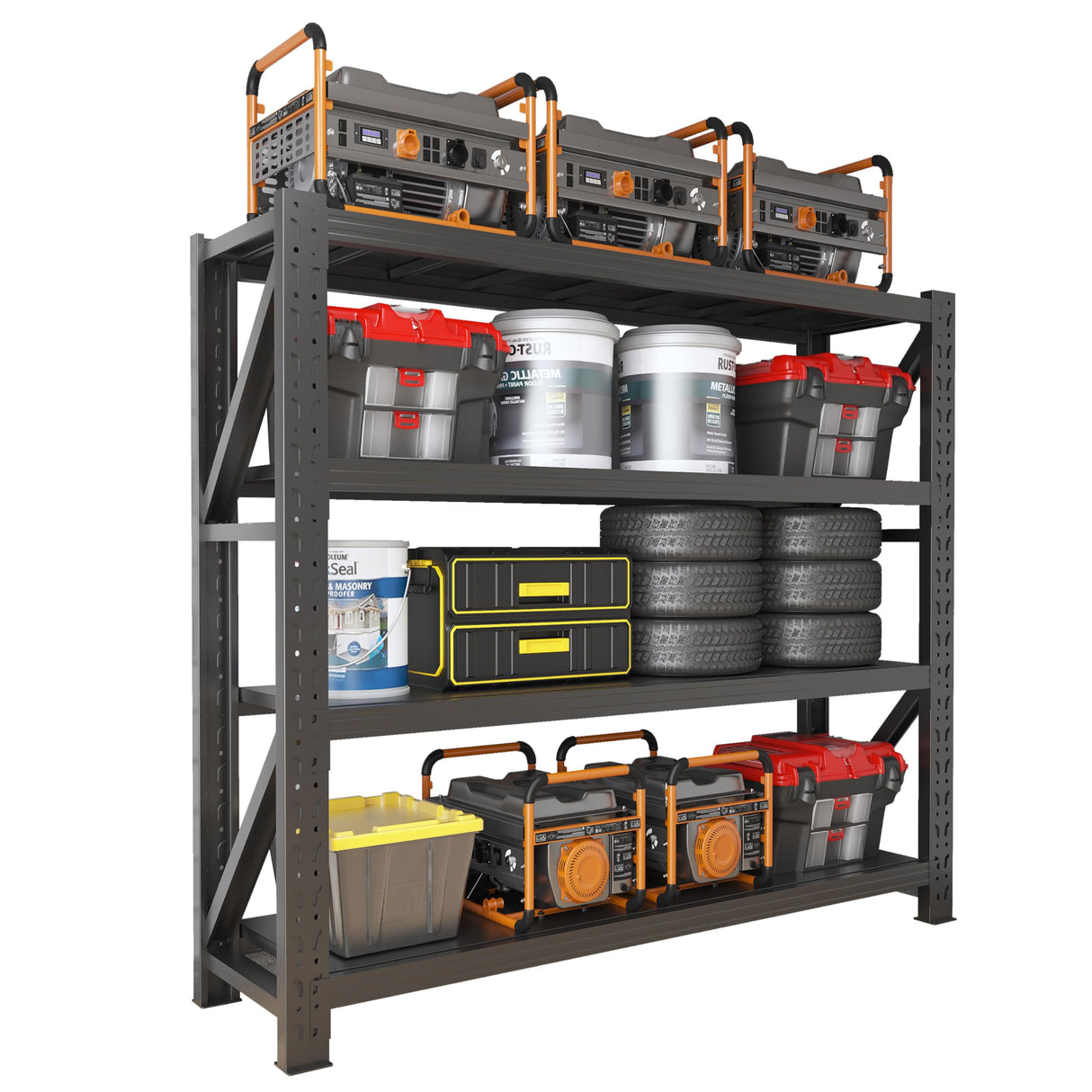 4000LBS Garage Shelving Heavy Duty, 42” W Storage Shelves, 4-Tier Adjustable Metal Storage Shelves, Steel Industrial Shelving Unit, Metal Shelving for Garage, Basement, Warehouse(Black, 41.5x20x79in) SXJJAR