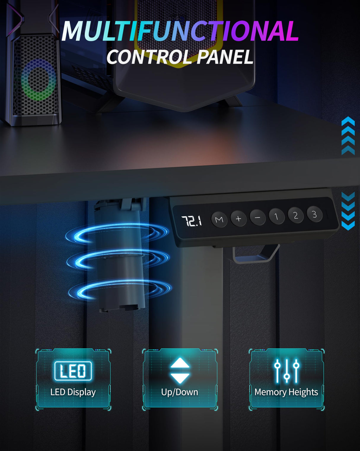 Standing Desk Electric Adjustable Computer Desk-Stand up Desk Office Gaming Home Office Memory Desks 48x24 inches Black BIZUM