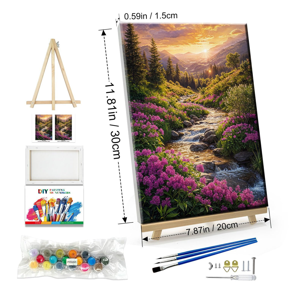 JOOZ Landscape Paint by Number for Adults Beginner with Frame Paint by Number Kits Sunsets on Canvas with Easel DIY Digital Oil Painting for Home Wall Decor Gifts 7.87x11.81 Inch JOOZ