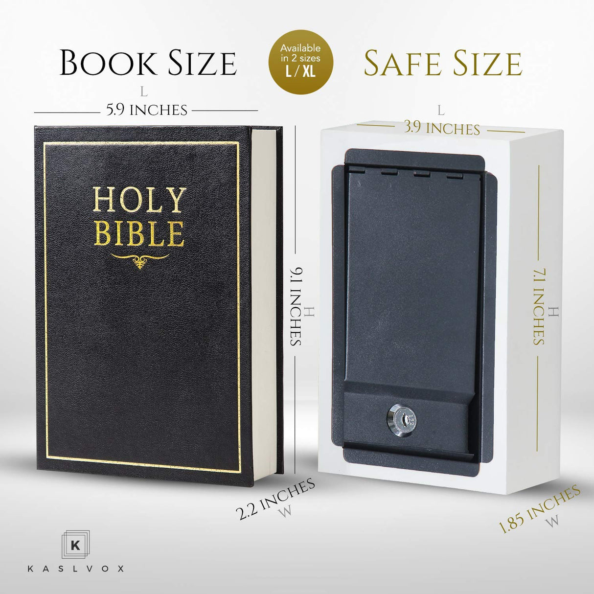 Hidden Safe Book Safe with Key Lock - Diversion Safe, Secret Storage, Fake Book Box, Small Safe Box for Cash and Money - Book Safe Lock Box - Hidden Safes in Plain Sight (Bible) (Large) KASLVOX