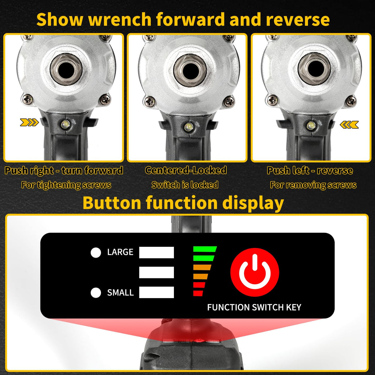 Jadeshay 21V Cordless Impact Wrench, Brushless Motor Electric Screwdriver with 300N·m Torque, Rechargeable Drill Driver, Black Jadeshay