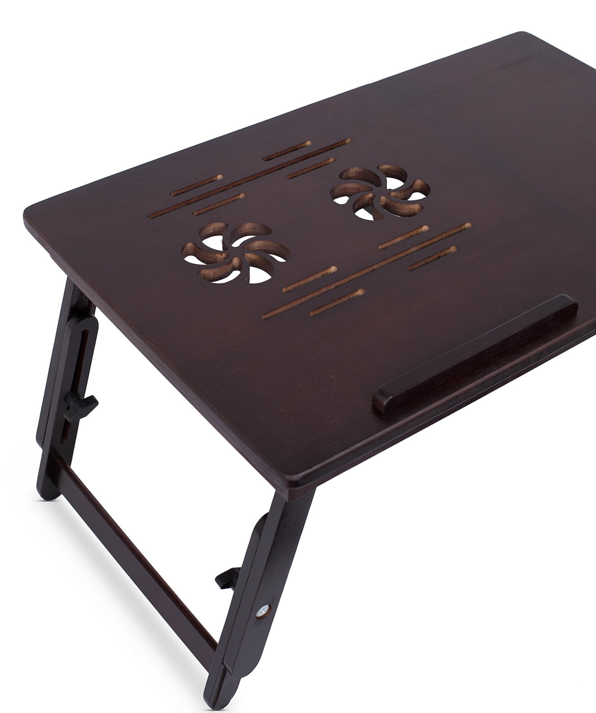 Sofia + Sam Multi Tasking Lap Desk with Venting for Computer Heat | Adjustable Legs and Pullout Drawer | Fits Laptops Up to 15" | Walnut | Laptop Bed Tray | Folding TV Tray Table Sofia + Sam