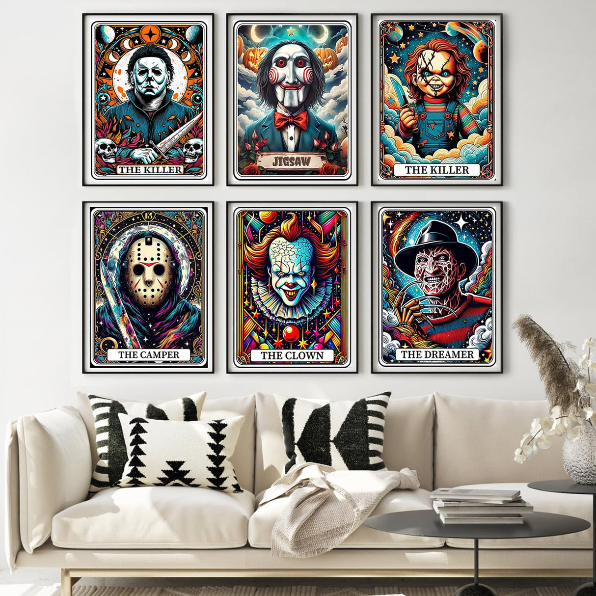 WUDWL 6 Pack Halloween Diamond Art Kits for Adults Beginners,Horror Diamond Painting Kits for Adults,5D Full Drill DIY Diamond Dot Gem Art Kit Wall Home Decor Arts Craft 12x16 inch WUDWL