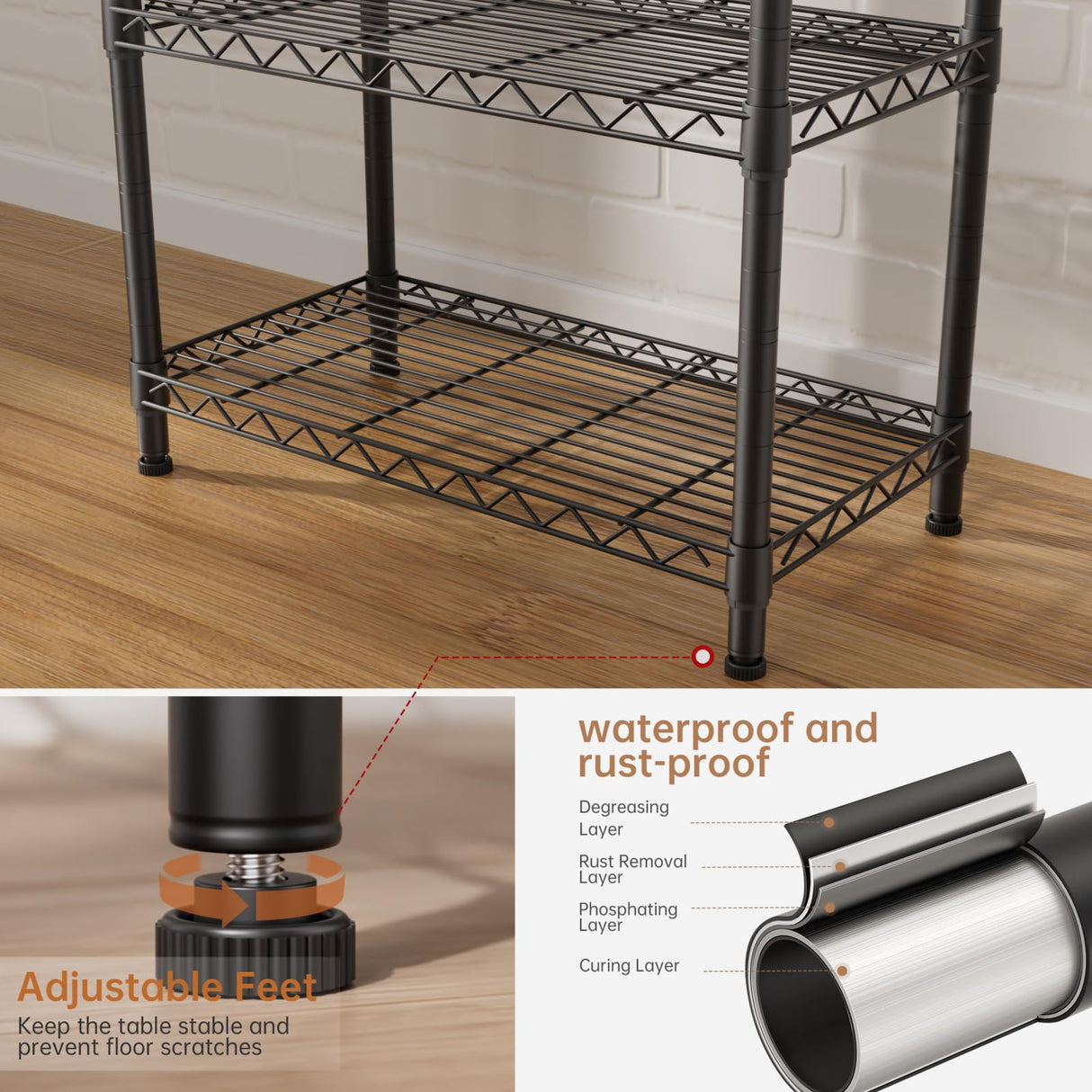 SINGAYE 6 Garage Heavy Duty Shelving Unit Kitchen Pantry Close Home Organizers and Storage Bathroom Shelf Laundry Room Organization Industrial Book Metal Wire Adjustable Shelves SINGAYE