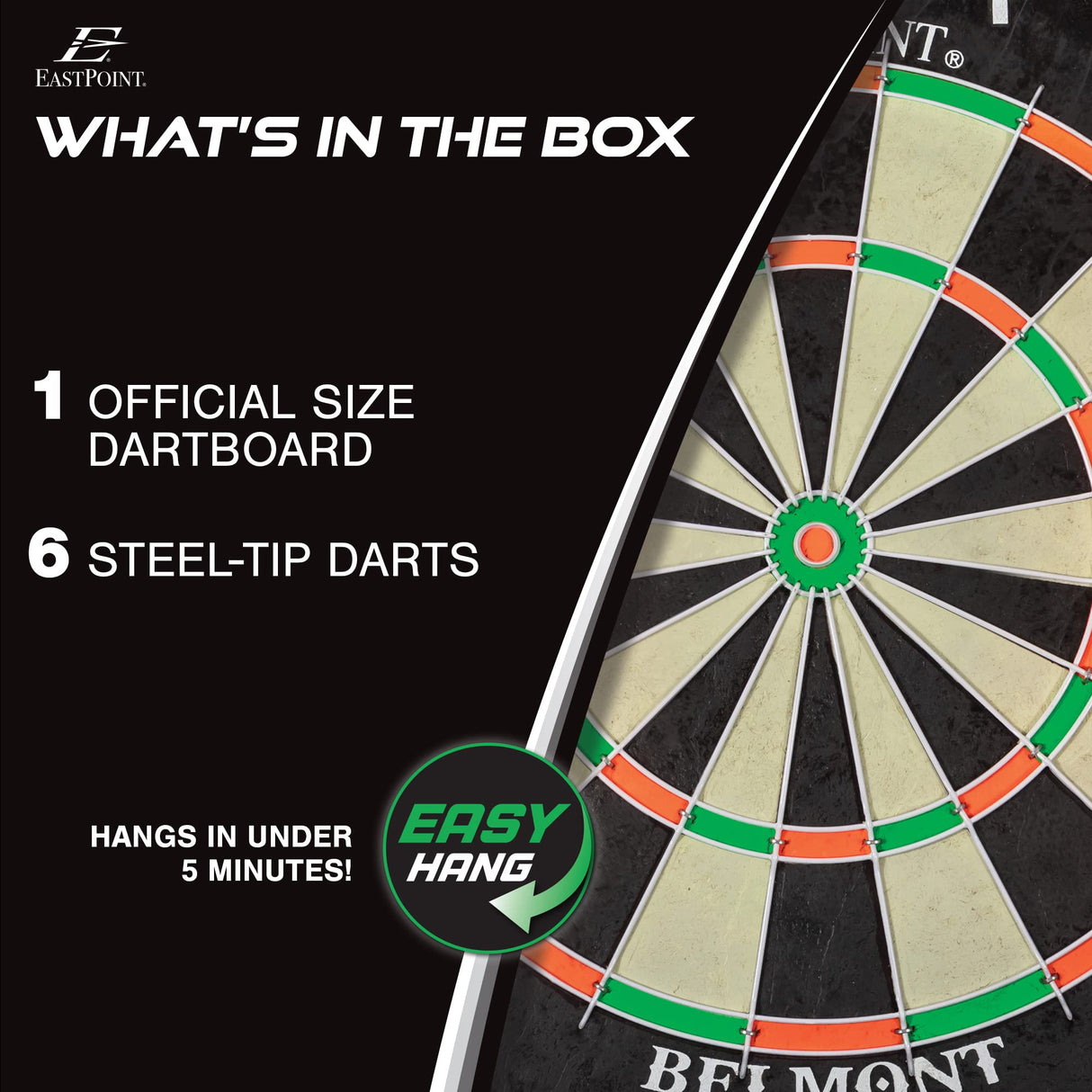 EastPoint Sports EastPoint Blacklight Dartboard - Official Size Bristle Dartboard with Glowing Segments and Dart Flights EastPoint Sports