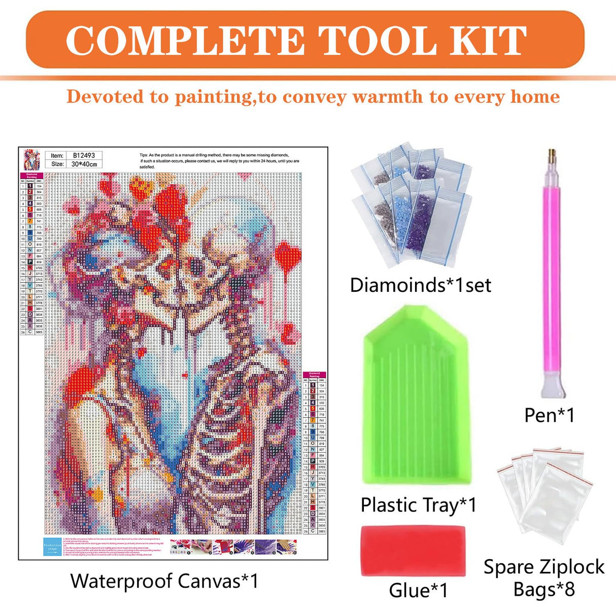 igoodom Diamond Art Kits for Adults, Sugar Skull Diamond Painting Kit, Full Drill Round Skull Diamond Art Kits, DIY Gem Art and Crafts for Home Wall Decor Gift 12x16inch igoodom