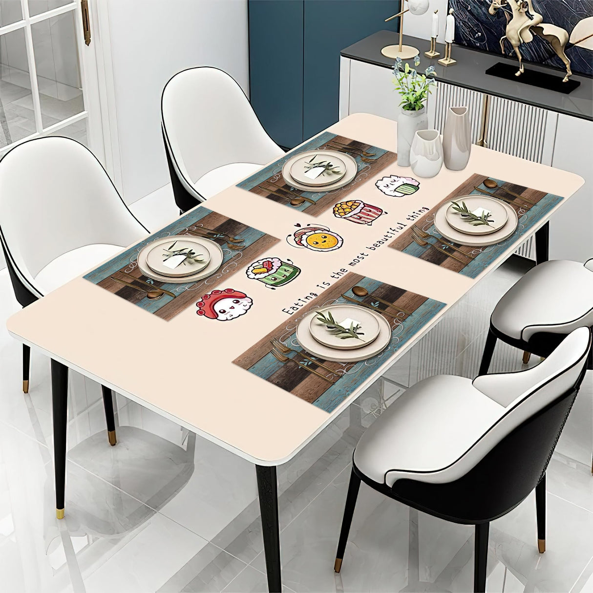 Thankful Grateful Blessed Placemats Set of 6 Place Mats for Kitchen Table Washable Farmhouse Linen Table Mats Dining Decoration 12x18 Inch UIUPRO