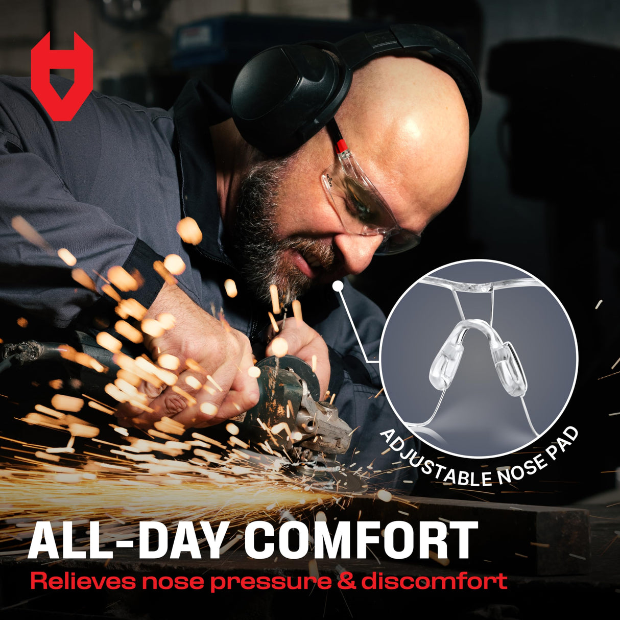 NoCry Clear Safety Glasses for Men and Women with Anti-Fog and Scratch Resistant Wrap Around Lenses, Adjustable Temples and Nose Pads — ANSI Z87 Certified Protective Eyewear with 100% UV Shielding NoCry