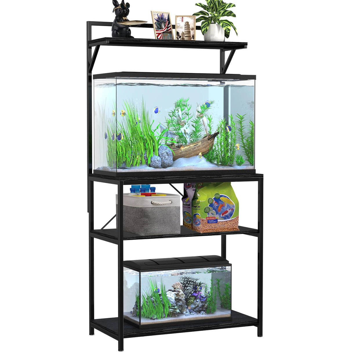 GDLF 20-29 Gallon Fish Tank Stand with Plant Shelf, Aquarium Stand with Storage Shelf for 20 Gallon Long Aquarium 30.7" x 16.53" Tabletop Fits Aquarium,Turtle Tank or Reptile Terrariums GDLF