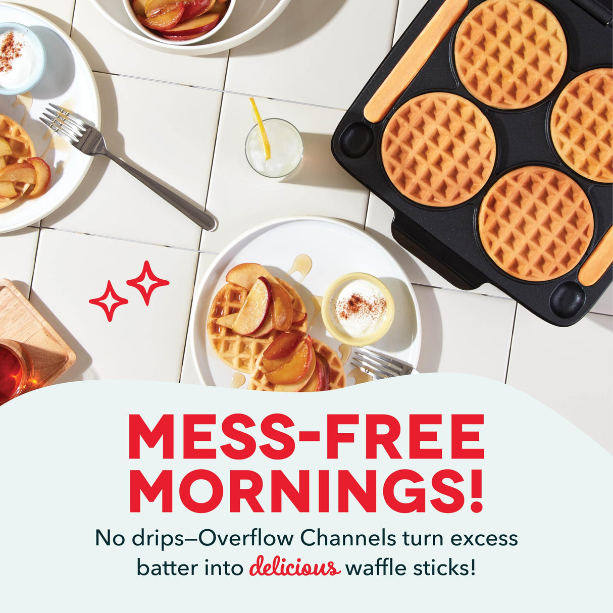 DASH Multi Mini Waffle Maker - Four 4” Waffle Molds, Nonstick Waffle Iron with Quick Heat-Up, Nonstick Surface - Perfect Mini Waffle Maker for Kids and Families, Just Add Batter DASH