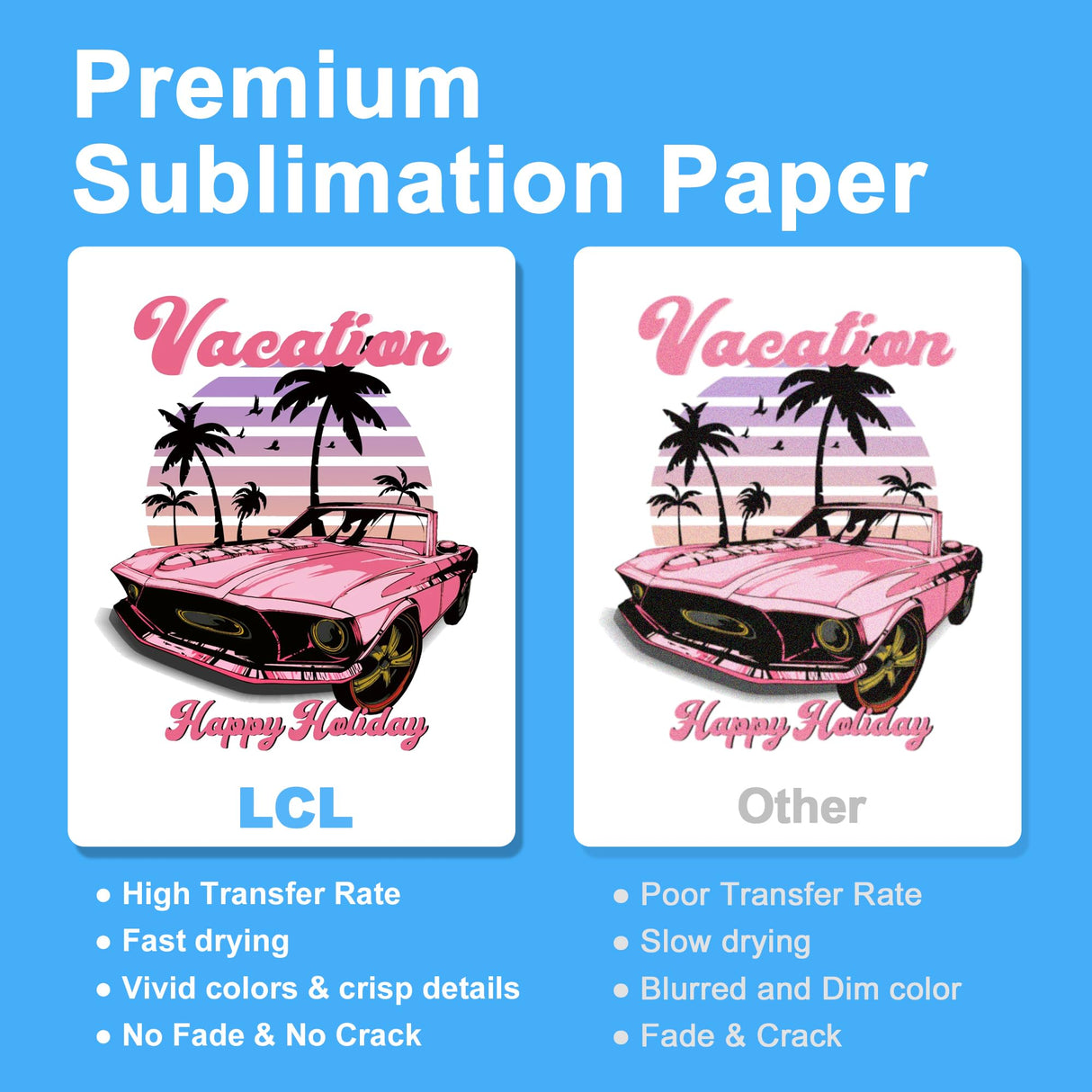 LCL Sublimation Paper 8.5x11 Inch 150 Sheets for Any Inkjet Printer which Match Sublimation Ink 120g LCL
