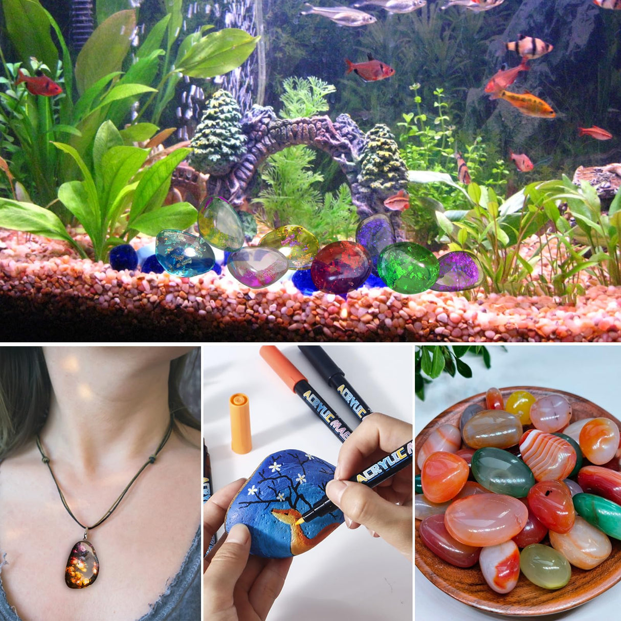 Voaesdk 6 Pcs Pebbles Resin Molds, 3D Pebbles Stone Silicone Molds for Resin, 3 Sizes Irregular Stone Epoxy Molds for DIY Resin Crafts Candle Soap Plaster Concrete Art Paint Rocks Voaesdk