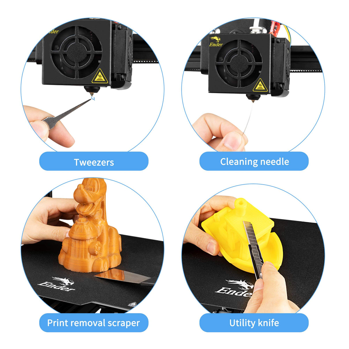 Creality 3D Printer Tool Kit with Case 35Pcs with Cleaners Filament Slicer Print Head Wrench Extruder Nozzles SD Card Reader Starter 3D Printer Accessories ABS Storage Box Tool Set Wolias