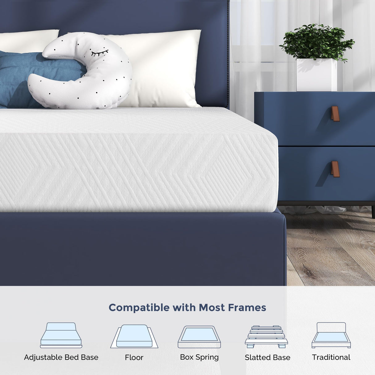 IULULU Full Size Mattress, 6-Inch Full Memory Foam Mattress - Green Tea Gel Infused, Medium-Firm for Cool Sleep and Pressure Relief Bunk Trundle Bed in a Box, CertiPUR-US Certified, White IULULU