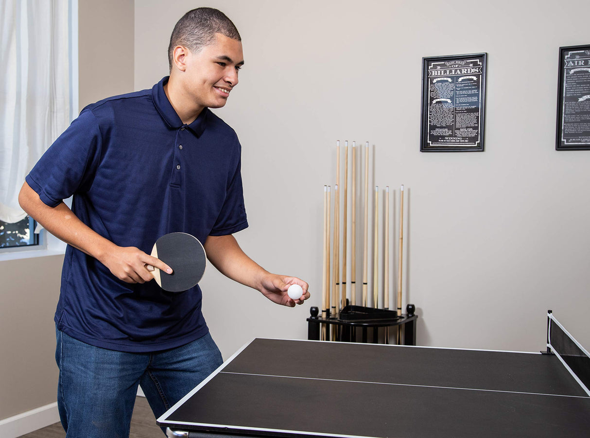 Spartan 6-ft Pool Table with Table Tennis Top - Black with Red Felt Hathaway