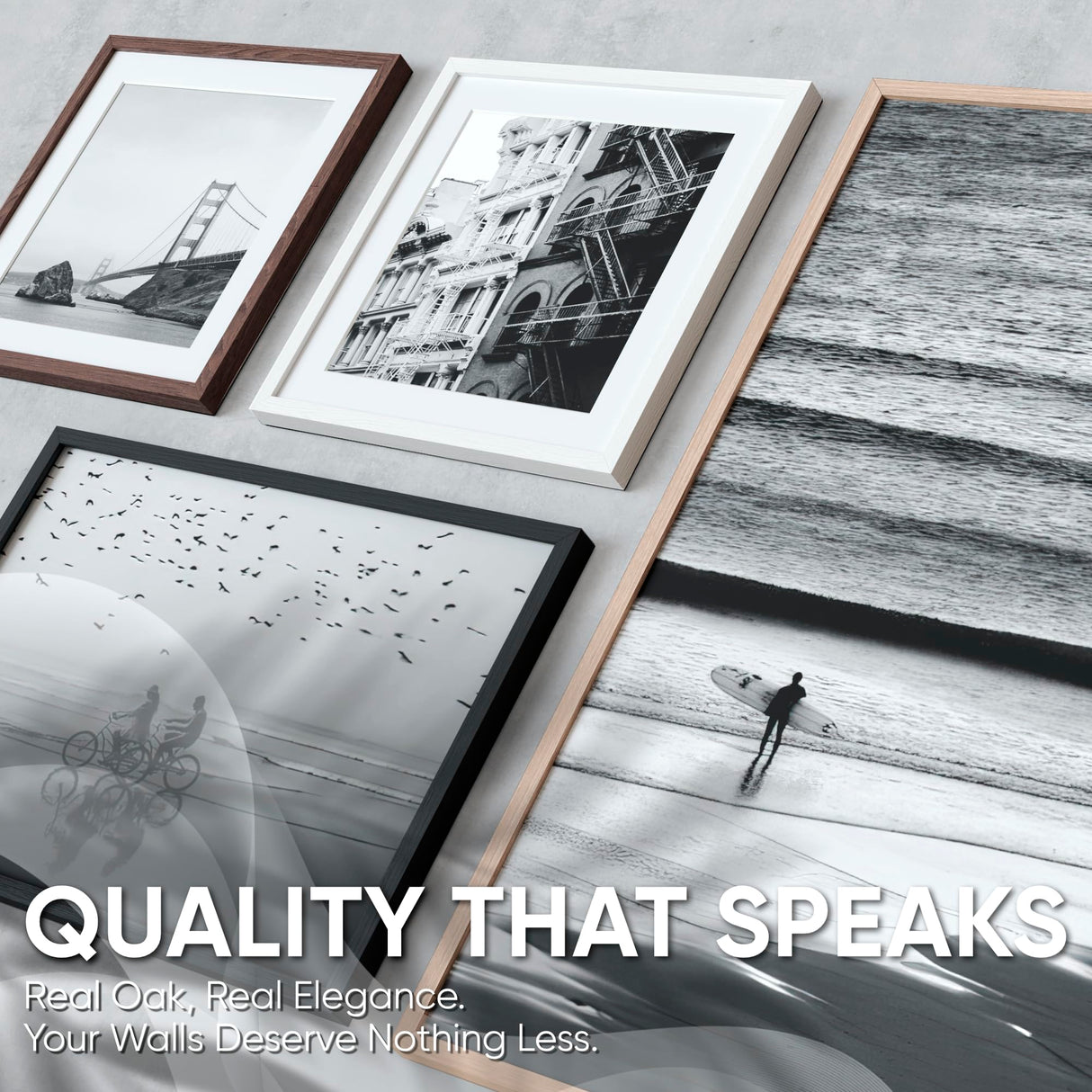 Homeforia 11x14 Picture Frame Wood, Premium Oak Wood Frames 11x14 with 8x10 Mat, 11 x 14 Natural Wooden Photo Frame for Wall, Tempered Glass, Wall Hook Included, Set of 1 Homeforia