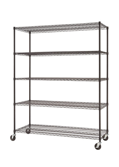 TRINITY Basics 5-Tier Adjustable Wire Shelving with Wheels for Kitchen Organization, Garage Storage, Laundry Room, NSF Certified, 600 to 2250 Pound