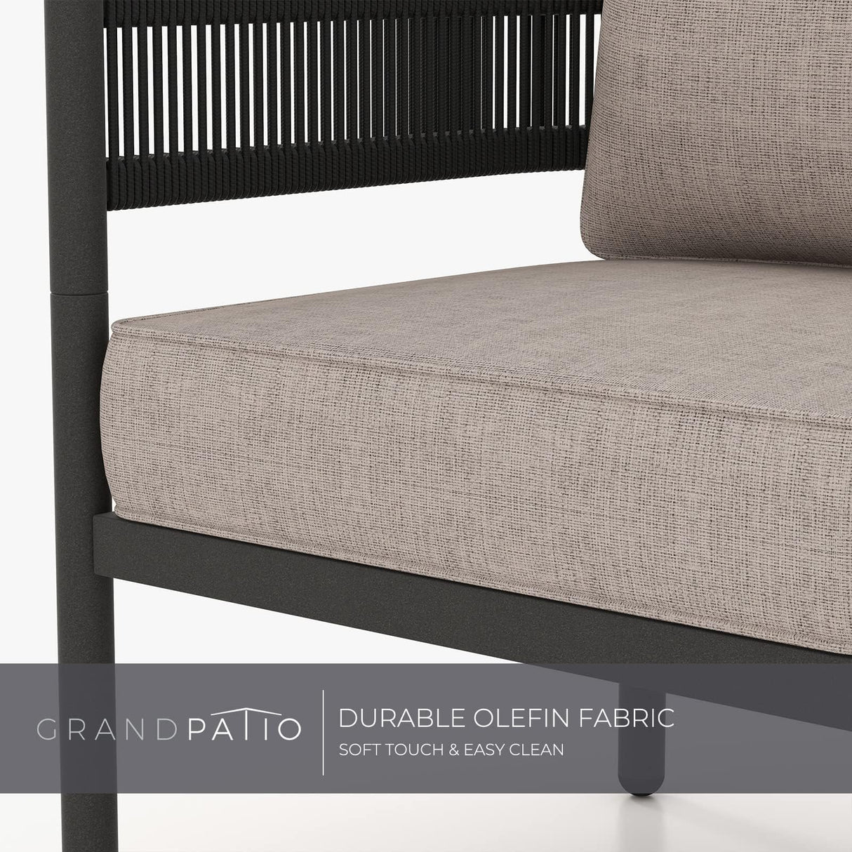 Grand patio 5-Piece Outdoor Furniture Set with Thick Cushions and Coffee Table, Wicker Sofa Conversation Set for Backyard, Beige Grand patio