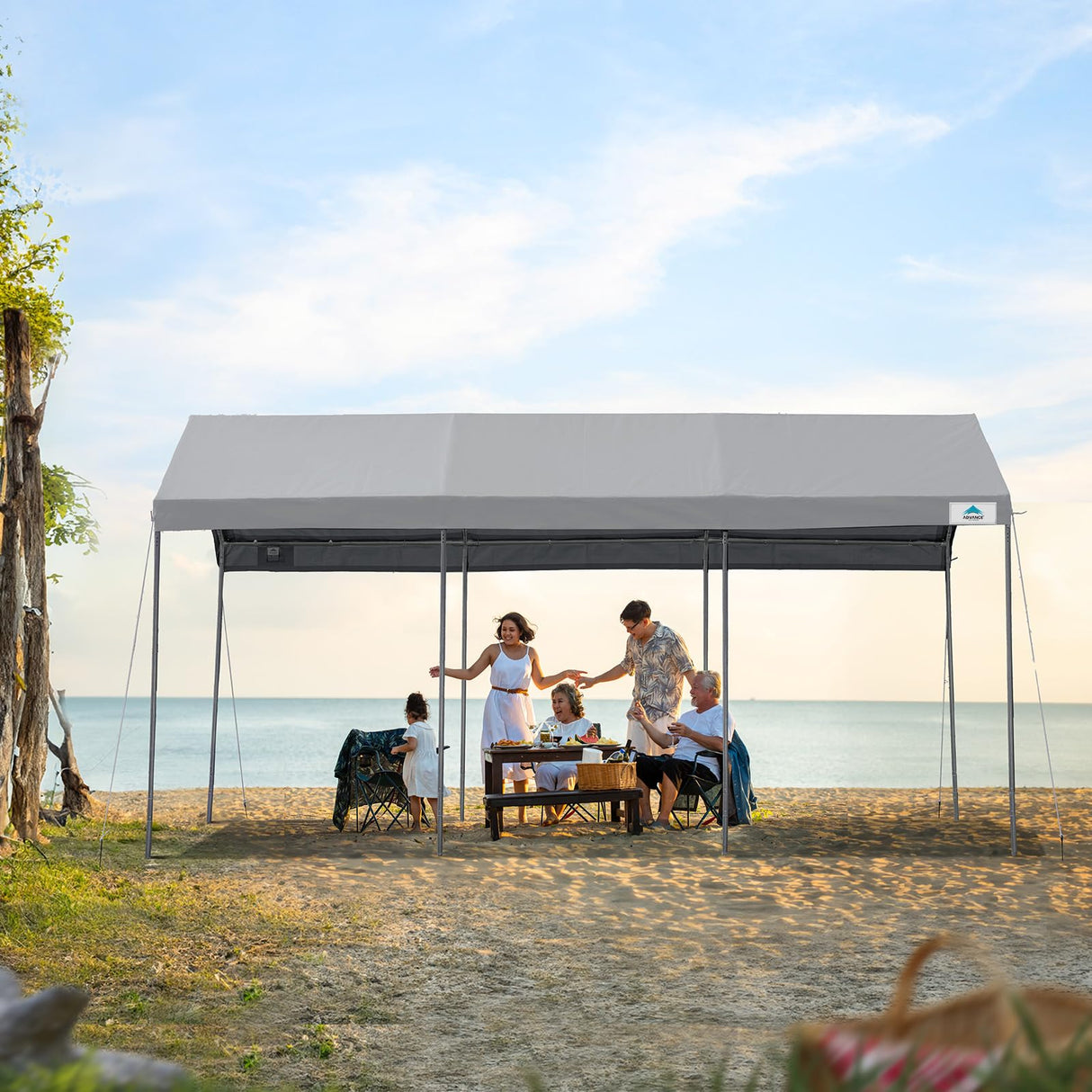 ADVANCE OUTDOOR 10x20 ft Easy-to-install Carport, Save 50% Installation Time, Heavy Duty Car Canopy Garage Boat Shelter Party Tent, Gray ADVANCE OUTDOOR