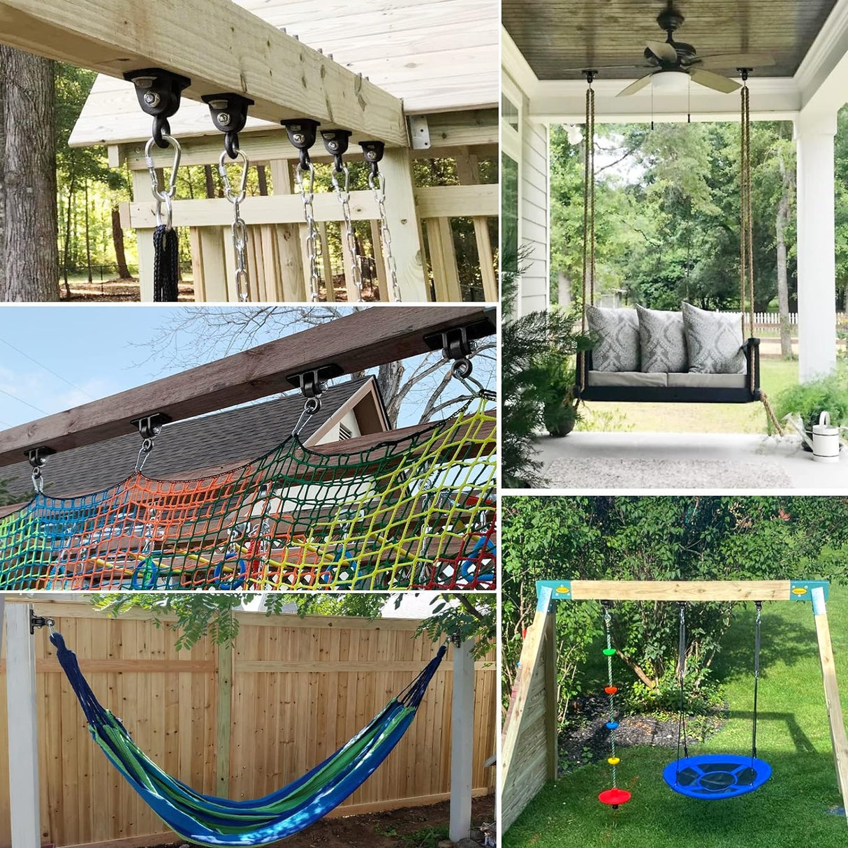 BETOOLL Heavy Duty Swing Hangers Swing Set Hardware Playground Porch Yoga Seat Trapeze Wooden Sets Indoor Outdoor Set of 8 BETOOLL