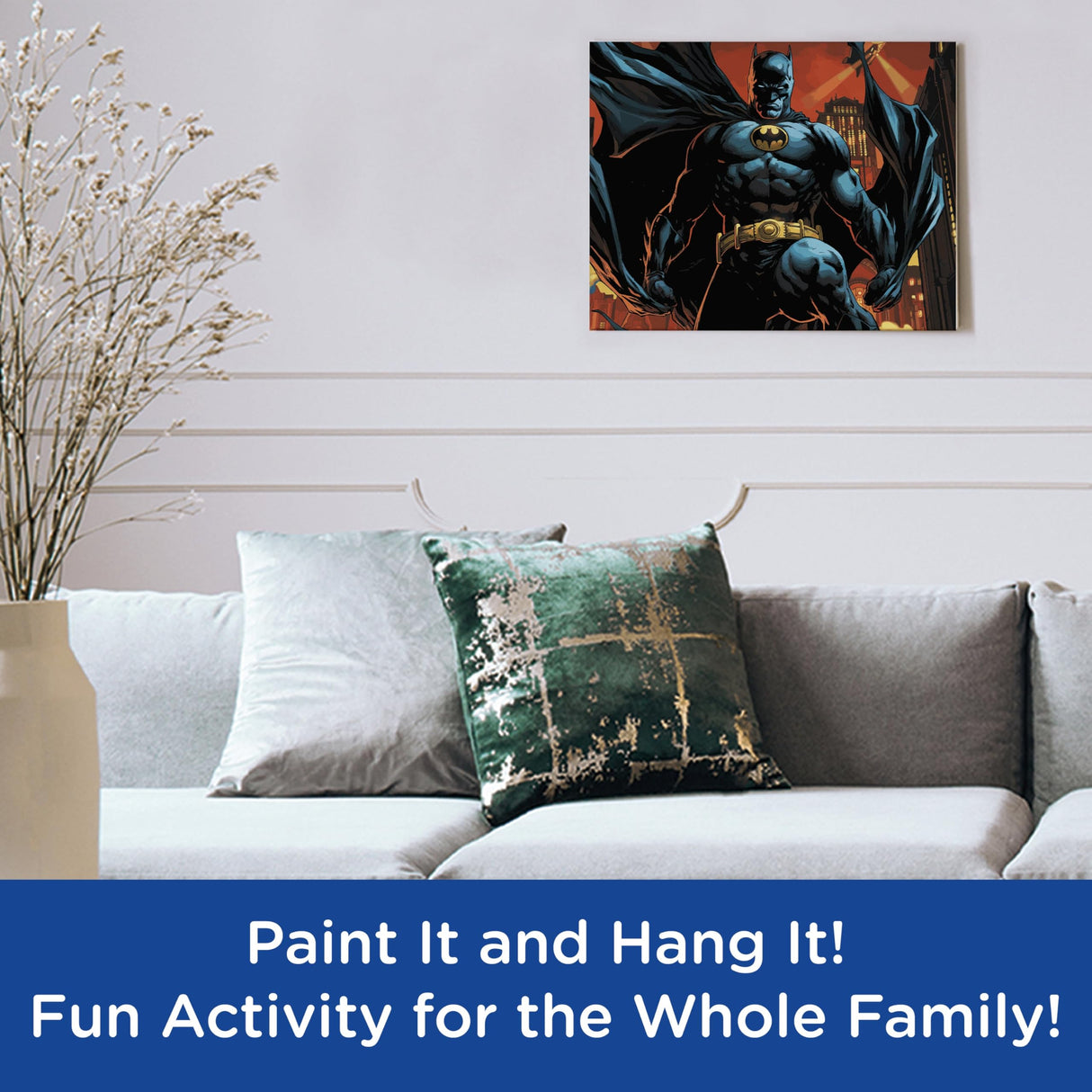 AQUARIUS Batman Art by Numbers Painting Kit (16 x 20 Stretched Canvas) 24 Paints, 3 Paint Brushes, Ready to Hang, Officially Licensed DC Comics Collectible - 16x20 in AQUARIUS