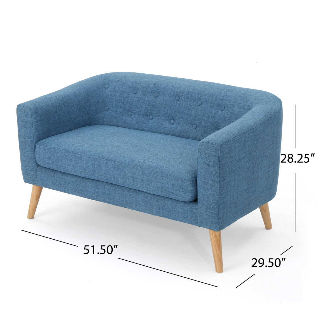 Christopher Knight Home GDFStudio Christopher Knight Home Bridie Mid-Century Modern Loveseat, Muted Blue Fabric GDFStudio