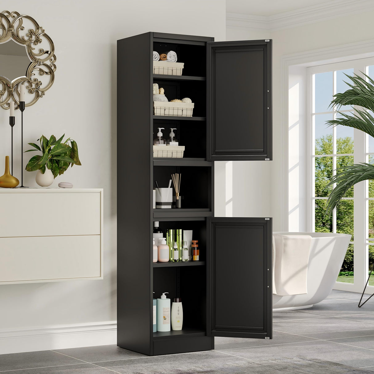 AUEYTVR Metal Tall Bathroom Cabinet, Slim Bathroom Storage Cabinet,71" High,Narrow Cabinet with Doors and Adjustable Shelves for Small Bathroom,Small Spaces AUEYTVR