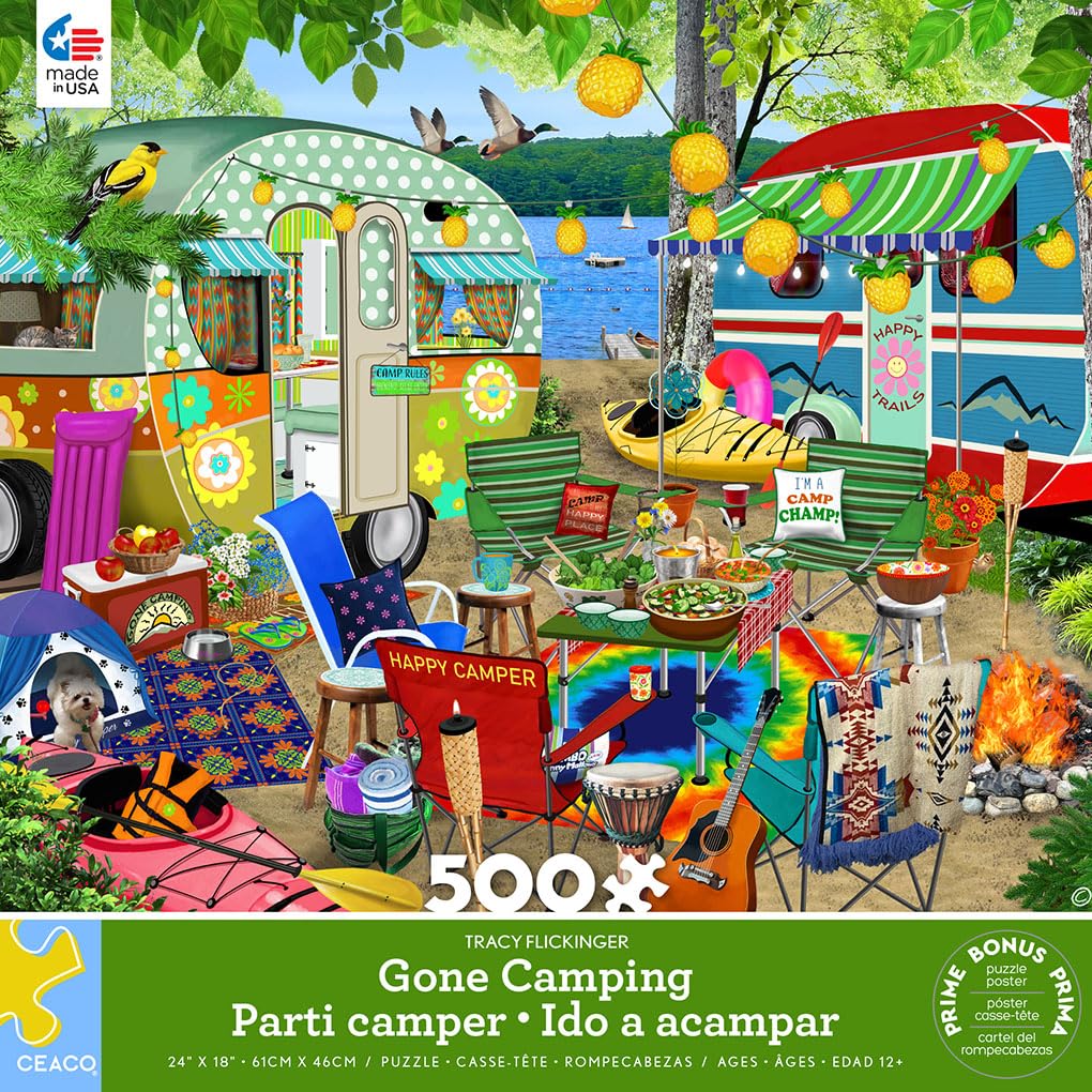 Ceaco - Tracy Flickinger - Gone Camping - 500 Piece Jigsaw Puzzle Ceaco