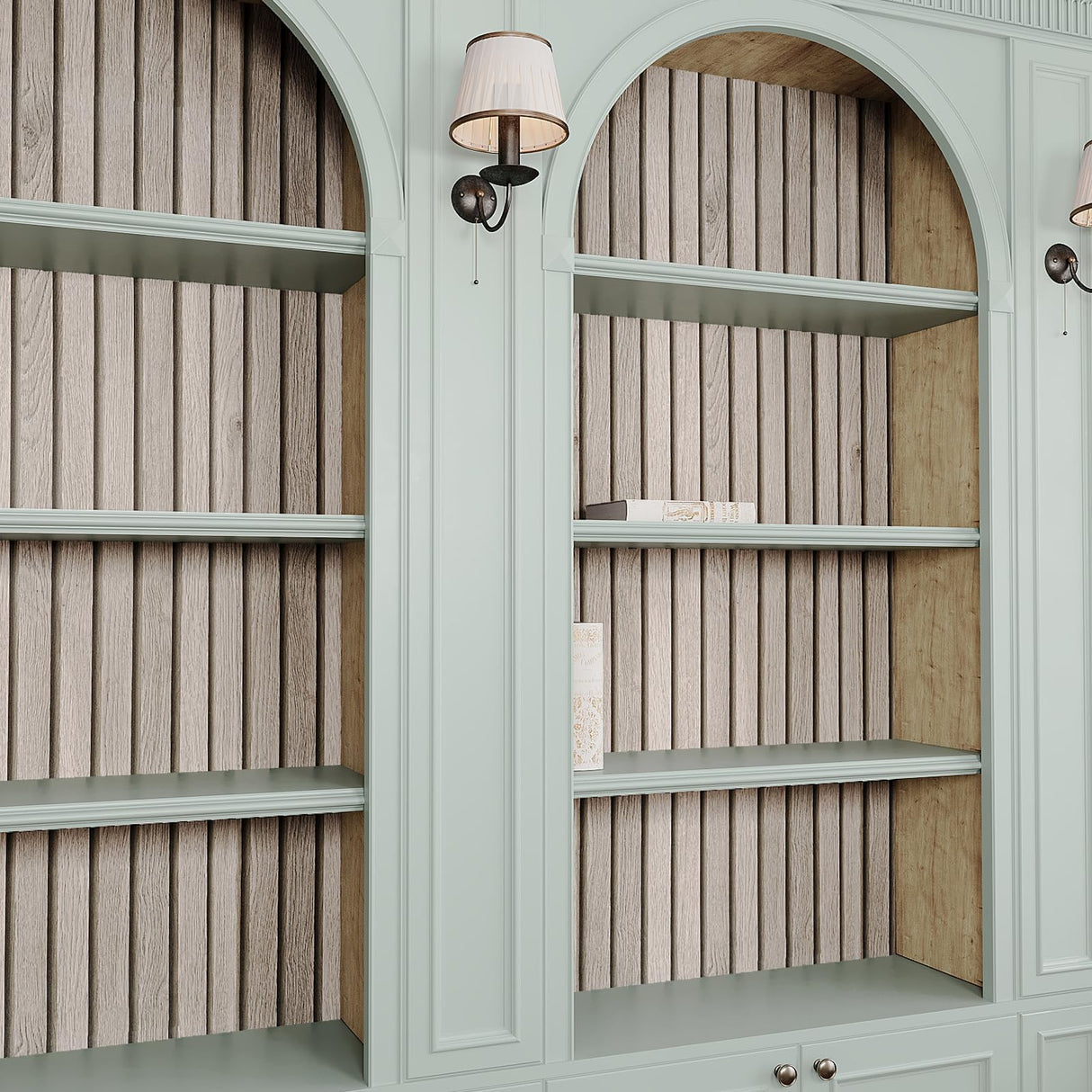 VEELIKE Grey Wooden Slats Peel and Stick Wallpaper Wood Contact Paper for Walls Kitchen Cabinets 15.7''x354'' Waterproof Self Adhesive Slats Wood Panel Vinyl Wallpaper for Bedroom Wall Dรฉcor Farmhouse VEELIKE