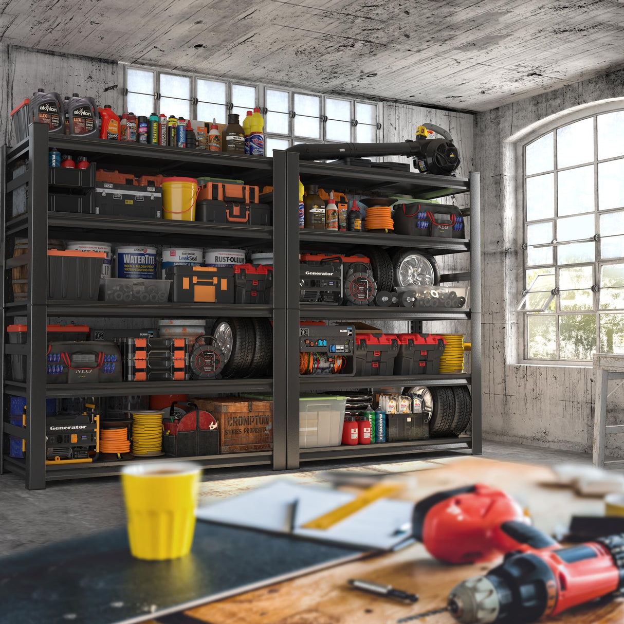 Garage Shelving Unit and Storage-Easy Assembly Metal Shelves 5-Tier Rack|Heavy-Duty Adjustable Shelf|Steel Rust-Resistant Shelves for Industrial,Warehouse,Basement,Workshop|72" Hx48 Wx24 D Metallitrend