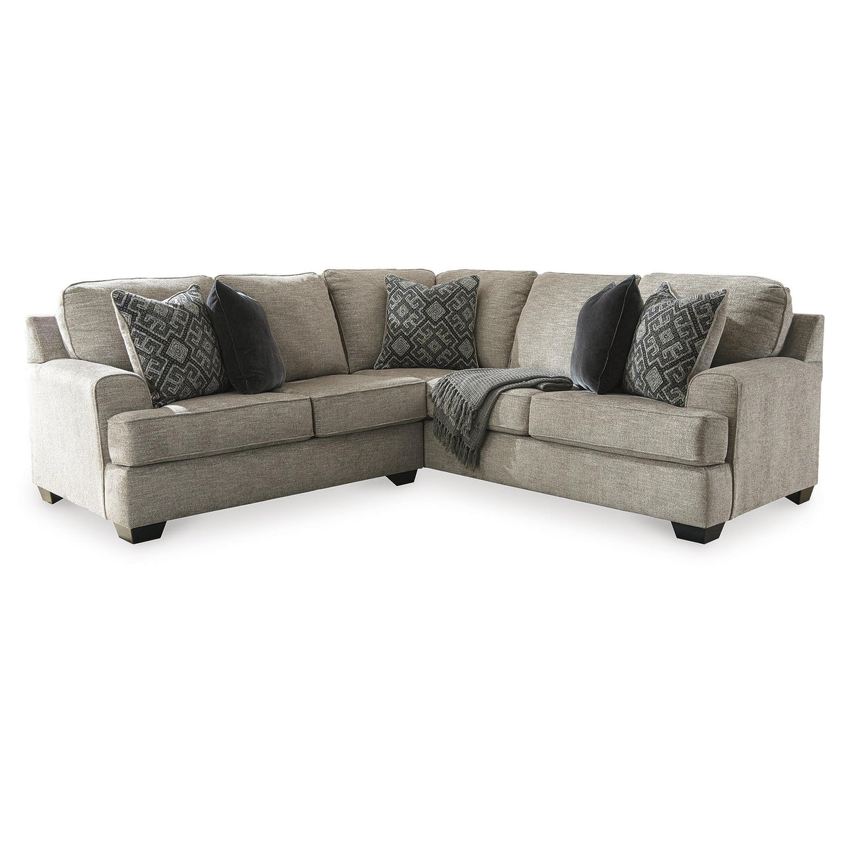Signature Design by Ashley Bovarian Casual L-Shaped 2-Piece Sectional with Loose Seat Cushions and 5 Accent Pillows, Light Brown Signature Design by Ashley