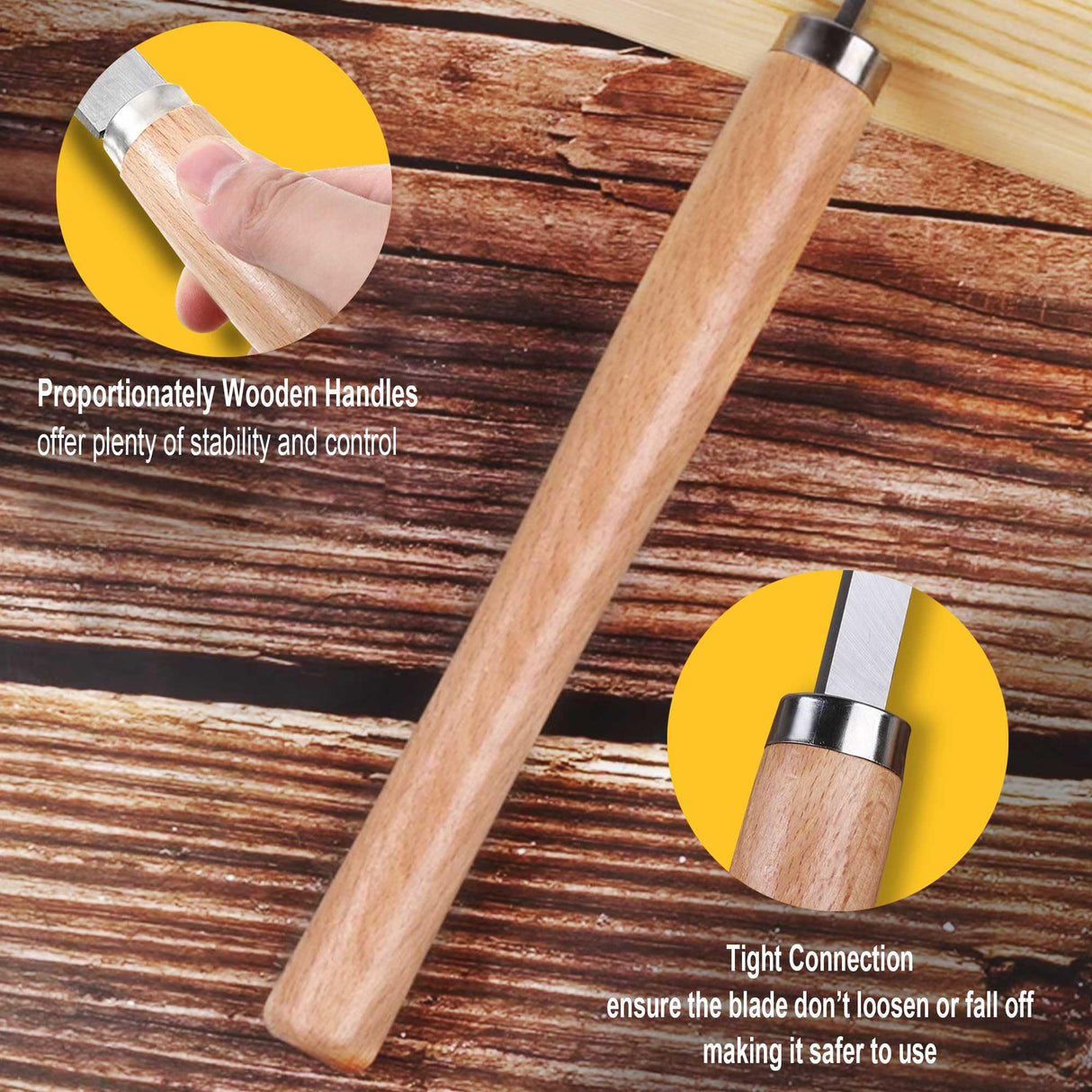 Hanpex 8 Piece Heavy Duty Wood Turning Chisel Set, Lathe Chisel Cutting Tools, (3) Gouge (1) Round Nose (1) Spear Point (2) Skew and (1) Parting Tools for Beginner to Professional Hanpex