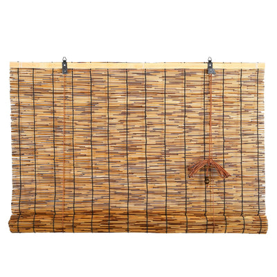 CSBWDLT Reed Roller Blinds Shades, Vertical Lifting and Breathable Waterproof Design, Sun Shade and Ventilation, Easy Installation,24" Wx64 H