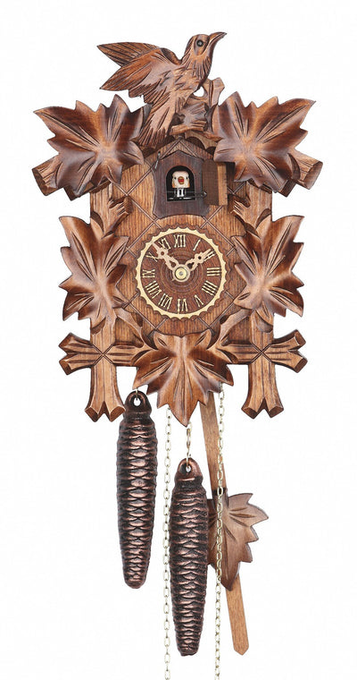 Trenkle Cuckoo Clock Five Leaves with Bird, 1 Day Running time, Walnut