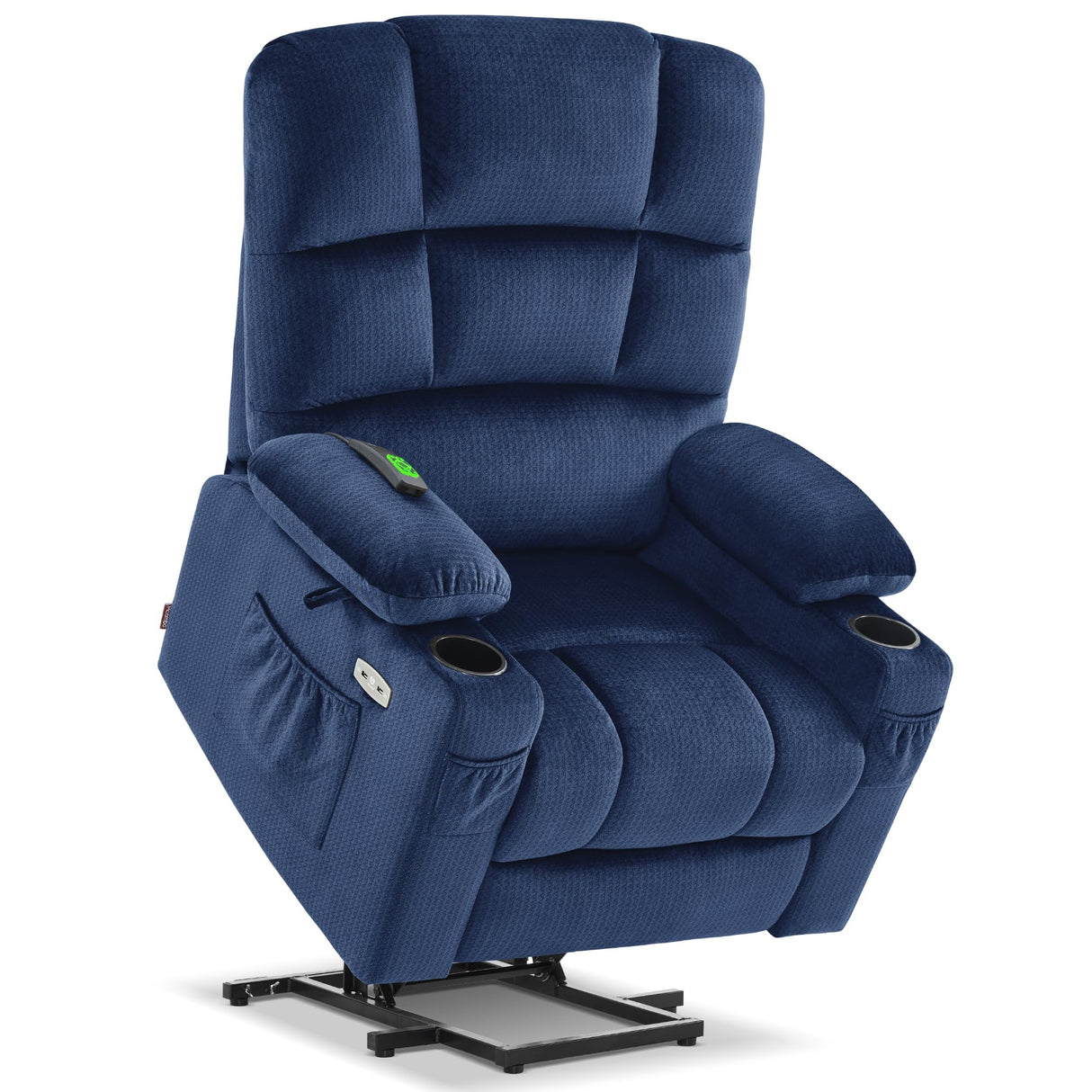 MCombo Large Lay Flat Dual Motor Power Lift Recliner Chair Sofa with Massage and Heat for Elderly People, Infinite Position, Fabric 7680 (Large-Regular, Navy Blue) MCombo