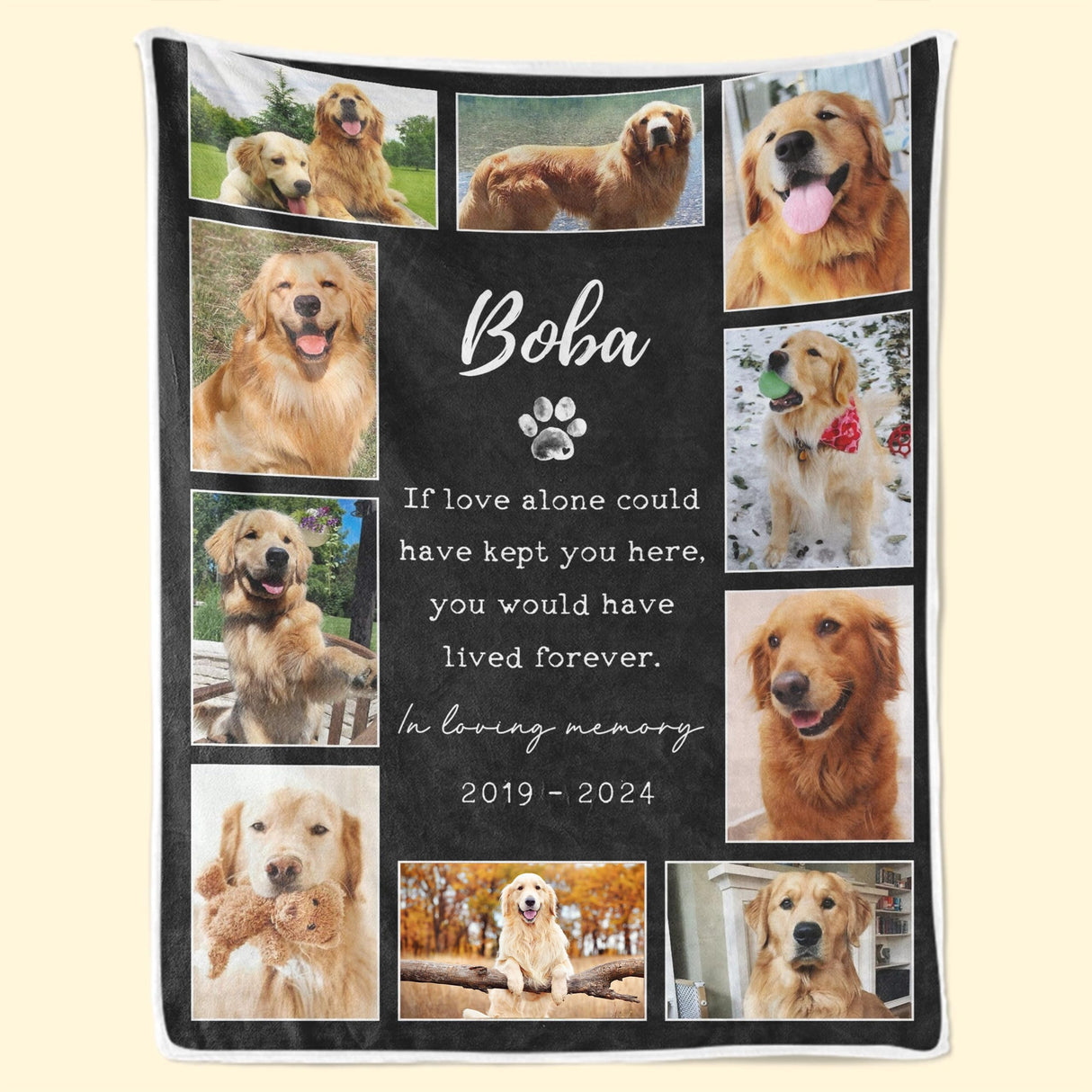 Julyly POD Personalized Photo Blanket, Pet Memorial Keepsake, Dog Loss Gift, Custom Paw Print Blanket, Gift for Dog Mom & Dad Julyly POD