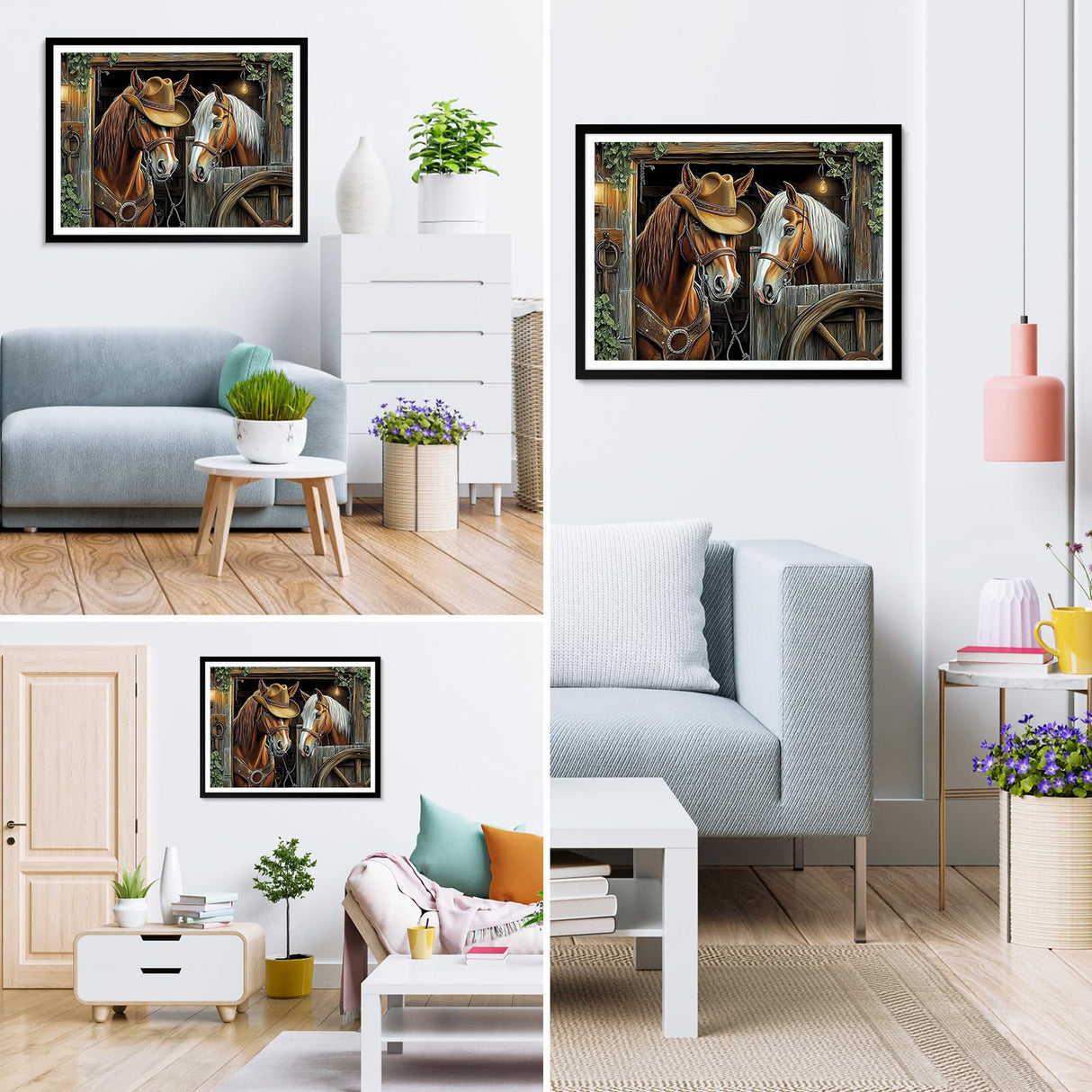 MXJSUA Horse 5D Diamond Painting Kits for Adults, Diamond Art Kits for Beginner, DIY Full Round Drill Diamond Dots Gem Art Kits for Home Wall Decor 12x16 Inch MXJSUA