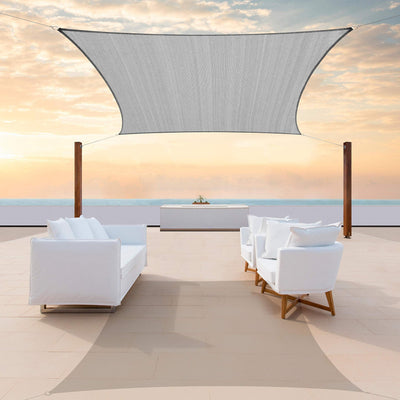 ColourTree 14' x 14' Grey Sun Shade Sail Rectangle CTSLR14 - Canopy Mesh Fabric UV Block UPF50 - Commercial Heavy Duty - 190 GSM - 3 Years Warranty (We Make Custom Size)