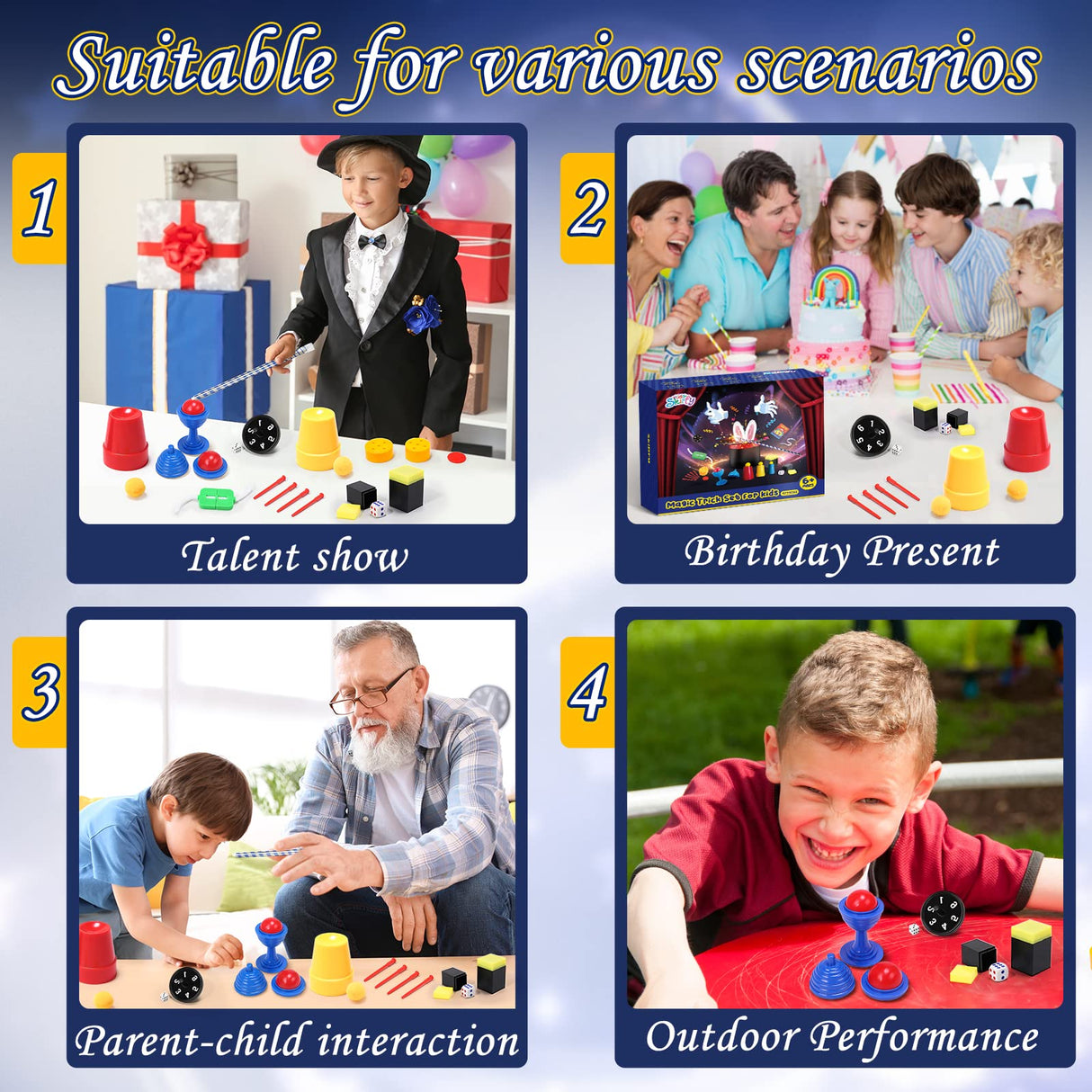 Skirfy Magic Tricks-Magic Kit for Kids Age 6-8,Magic Set with Magician Costume,Magic Wand, for Kids Boys Girls Ages 6 7 8 9 10 11 12 Skirfy