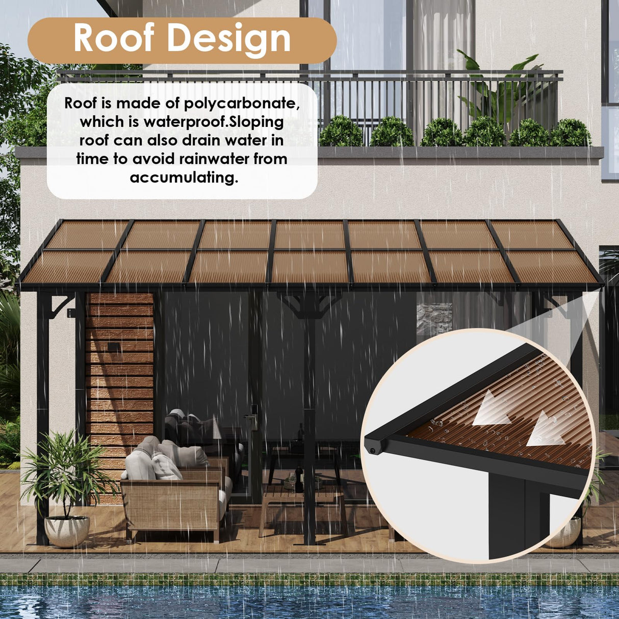 Arlopu 10'x 14' Gazebo Pergola, Outdoor Aluminum Lean to Hard Top with Sloped Roof, Large Wall-Mounted Heavy Duty Awnings for Patio, Garden, Decks, Backyard and More Arlopu