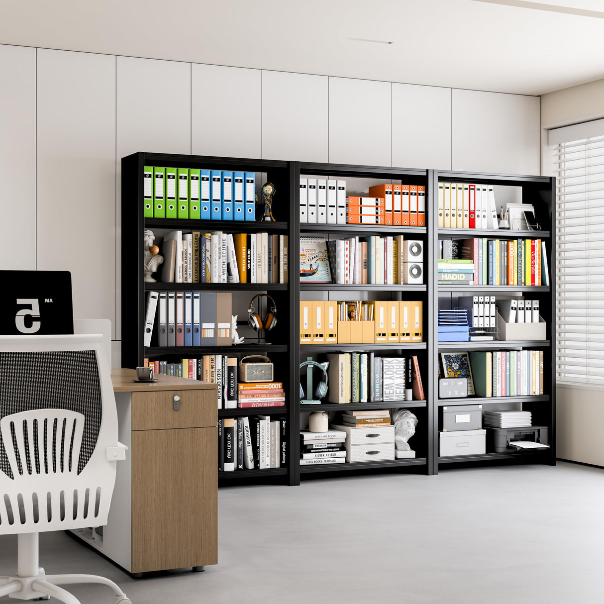 CBNTKI 5 Tier Metal Bookshelf, Black 69" Tall Bookcase, Large Heavy Duty Book Shelves, Industrial Wide Book Shelves, Display Storage Shelves for Library Bedroom Living Room Office CBNTKI