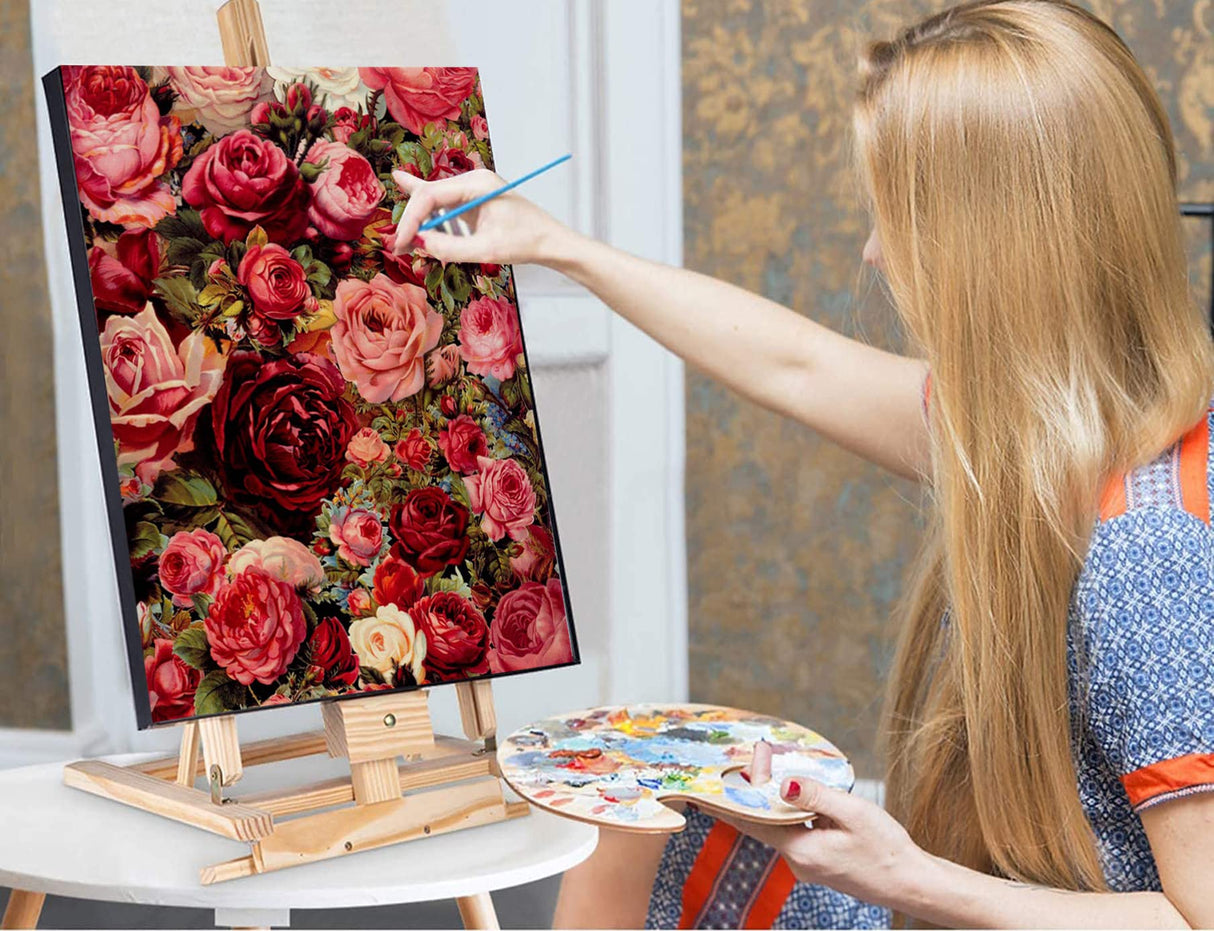 TOCARE Flowers Paint by Numbers Kit for Adults Red Rose Adult Paint by Number Canvas,Adult's Paint-by-Number Kits Love Rose 20x16Inch TOCARE